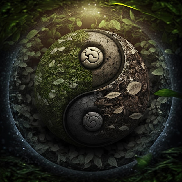 Yin and yang made of nature. symbol of harmony