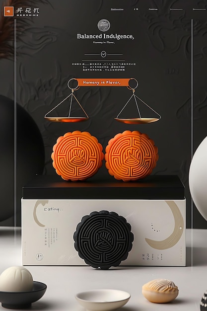 yin yang mooncake container with balance effect split screen inspired chinese web layout idea