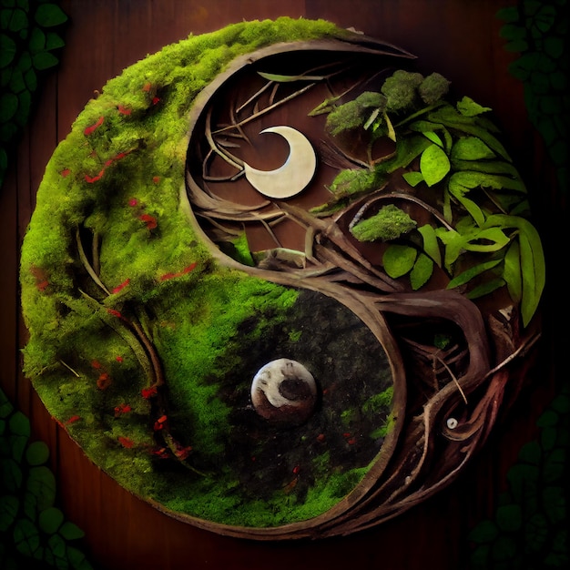 Yin Yang sign of nature elements