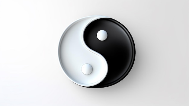 yin and yang sign on a white wall with a black and white background generative ai