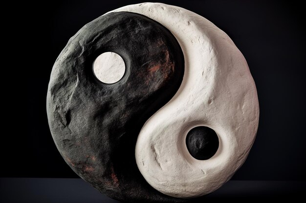 Yin yang symbol of harmony and balance on black background