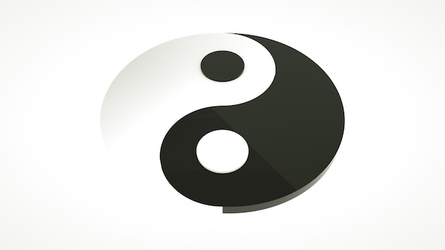 Photo yin and yang symbol isolated. 3d illustration.