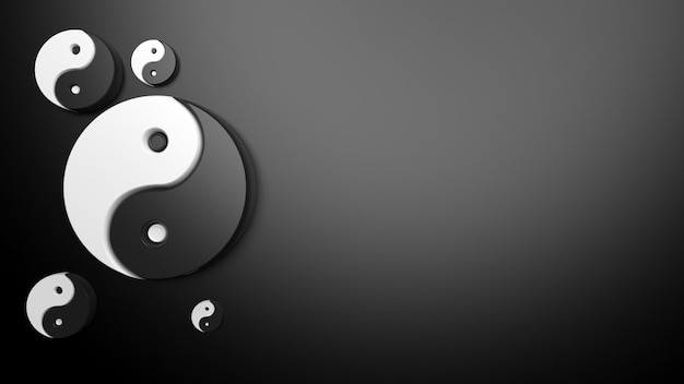 Yin and yang symbol isolated on black background