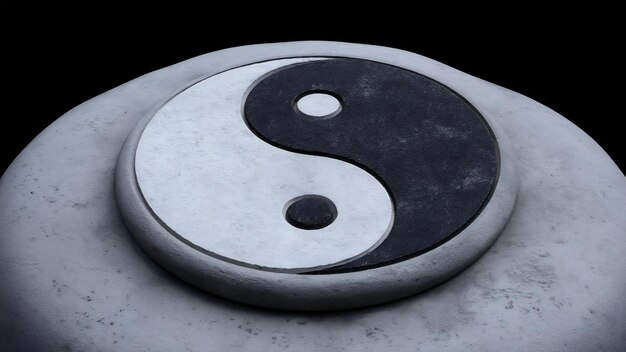 Foto simbolo yin yang su sfondo di pietra