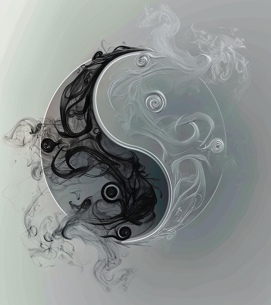 Photo yin and yang symbol with smoke