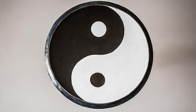 Foto yin-yang symbool dat balans en harmonie vertegenwoordigt in zwart en wit