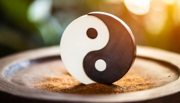 Yin-yang symbool dat balans en harmonie vertegenwoordigt in zwart en wit