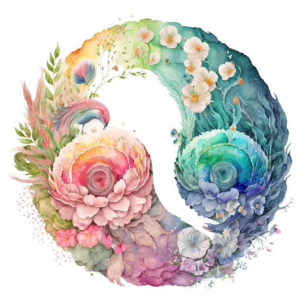 Yin yang watercolor 9