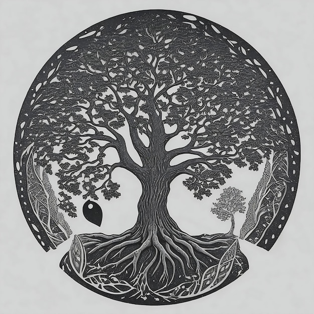사진 , 양, 균형의 개념, 유그드라실, 생명의 나무, 북유럽 신화 균형 개념