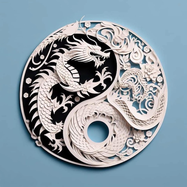 Photo ying yang symbol dragon wallpaper