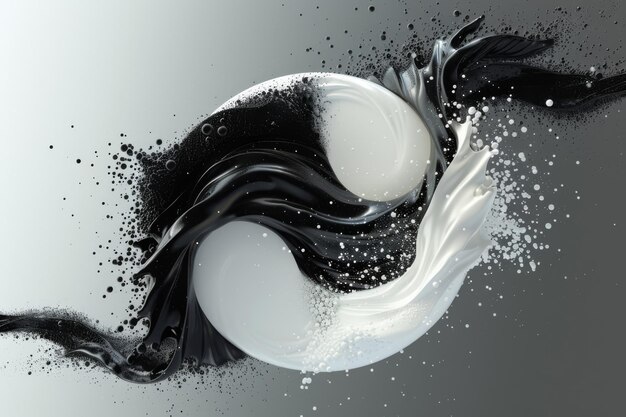 Photo ying yang symbol in style of data visualization