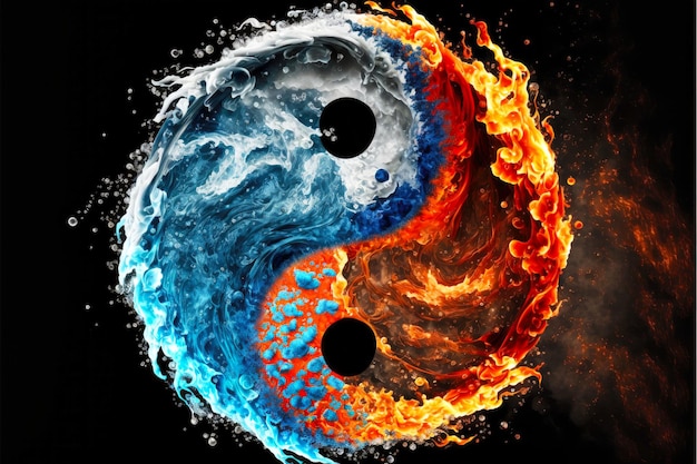 Yinyang in form of fiery and water half