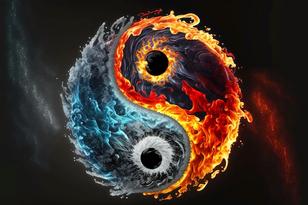 Yinyang in form of fiery and water half