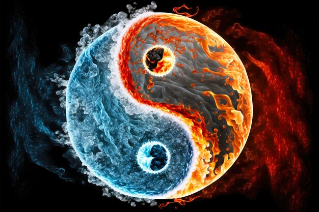 Foto yinyang in forma di fuoco e metà acqua