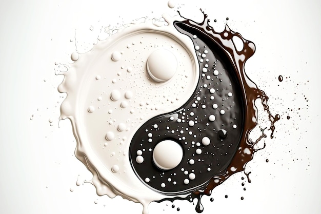 흰색 배경에 두 개의 흰색 점이 있는 Yinyang 기호