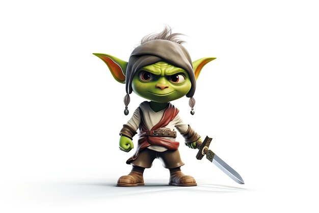 yoda star wars Animated character 3D image of goku as a jedi holding a sword