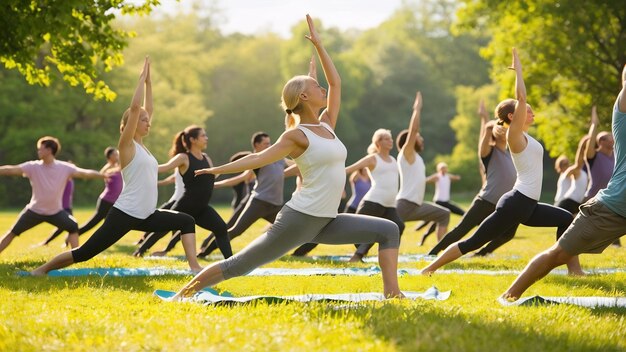 Yoga actie gezonde oefening in het park