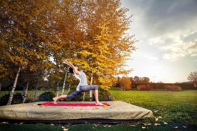 Yoga in the Autumn Park