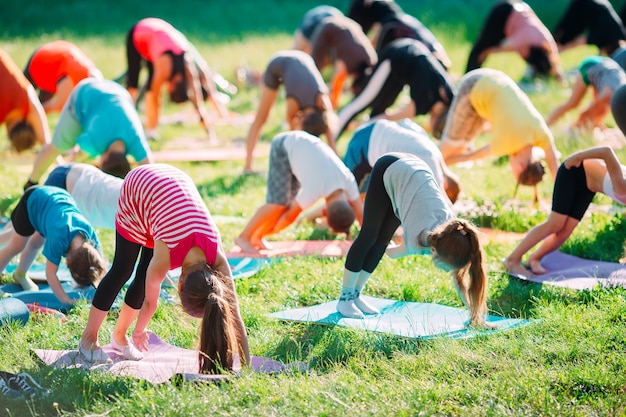 Yoga classes outside on the open air. 