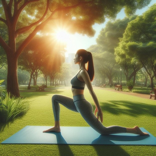 Yoga en mat realistische foto