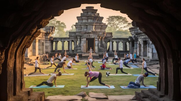 Yoga in hampi temple