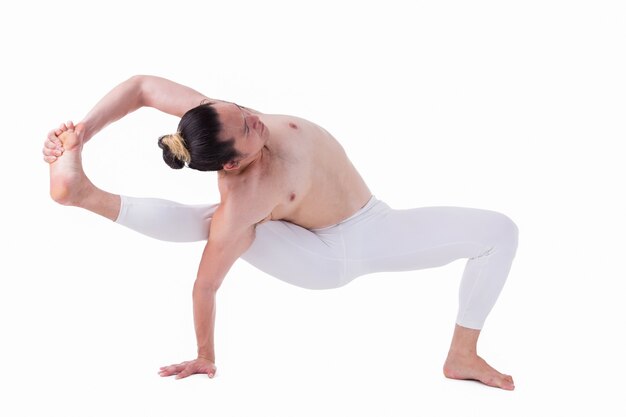 Yoga houdingen geïsoleerd op een witte achtergrond
