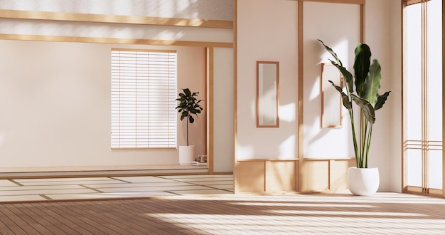 Yoga interieur designcleaning minimalistische kamer japan stijl 3D-rendering