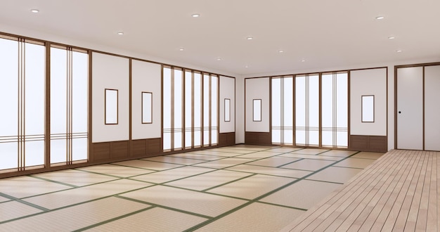 Yoga interieur designcleaning minimalistische kamer japan stijl 3D-rendering