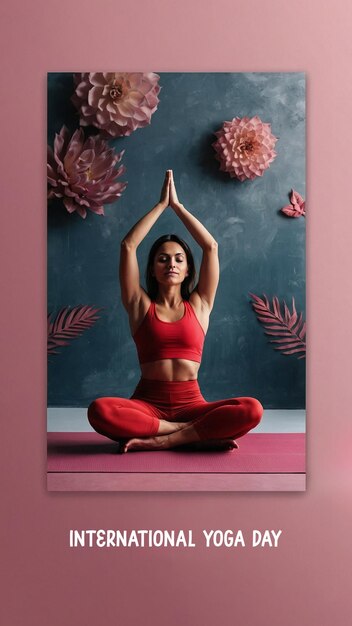 Photo yoga international day gorgeous woman doing yoga at gym