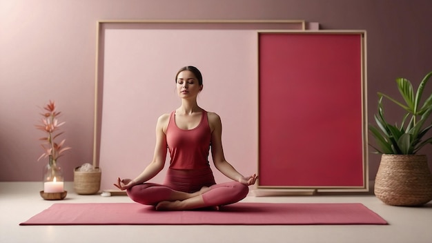 Yoga International Day Gorgeous Woman Doing Yoga at Gym