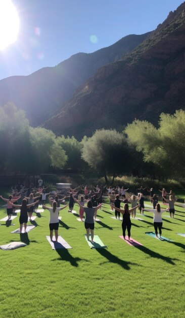 Yoga on the lawn at the canyon