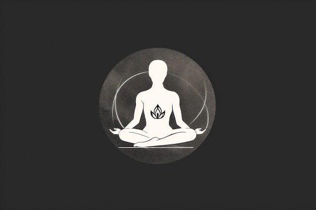 Yoga logo in a circle on a dark background generative ai