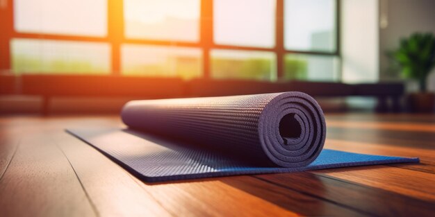 Yoga mat op de vloer Generatieve AI