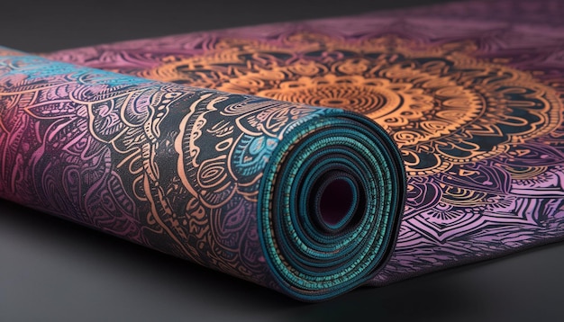 Yoga mat striped rug spiritual exercise elegance generated by AI