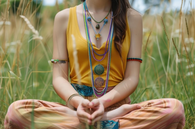 Foto yoga meditatie balanseren van het leven met chakras en symbolen