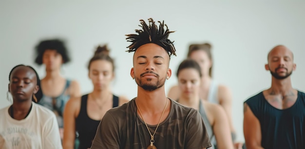 yoga and meditation by group of diverse people