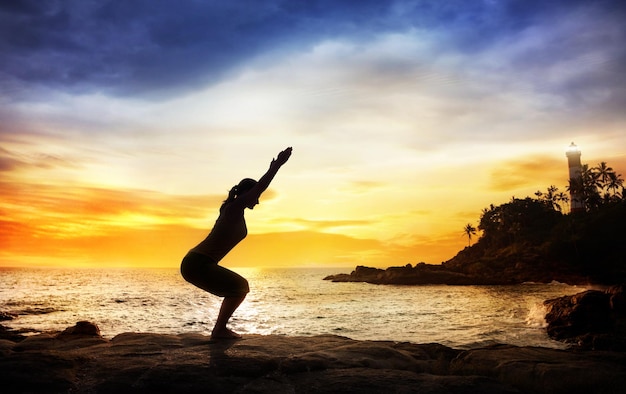 Yoga near lighthouse