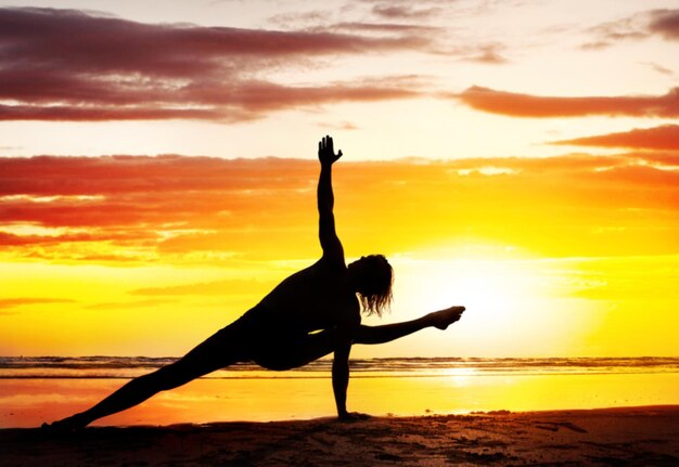 Foto yoga op het strand