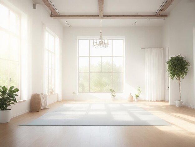 Yoga room minimalism white sapace and clean