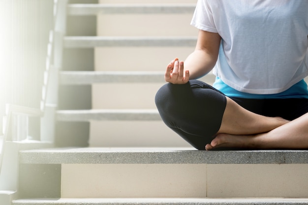 Yoga on the staircase