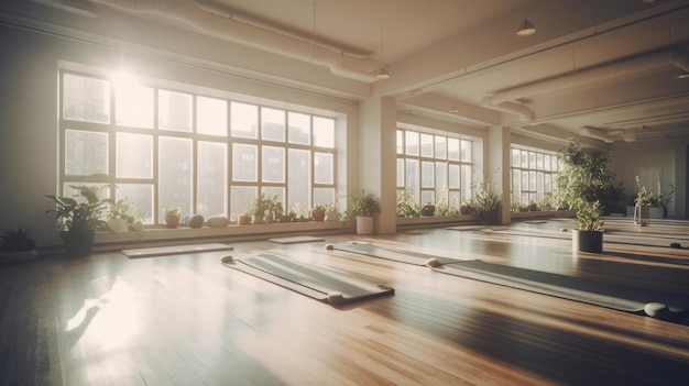 Yoga studio A space designed for practicing yoga AI generated