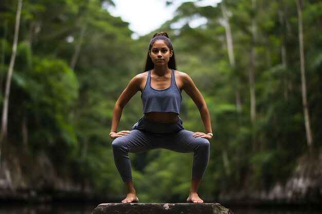 Yoga woman young woman doing yoga in morning