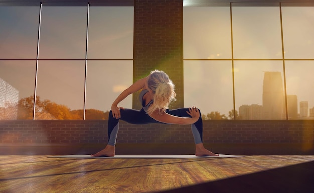 Yoga woman Young woman doing yoga in morning