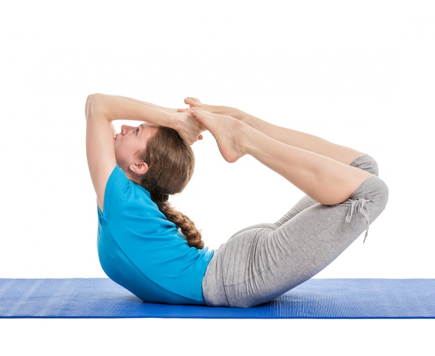 Yoga - young beautiful woman doing yoga asana exercise isolated