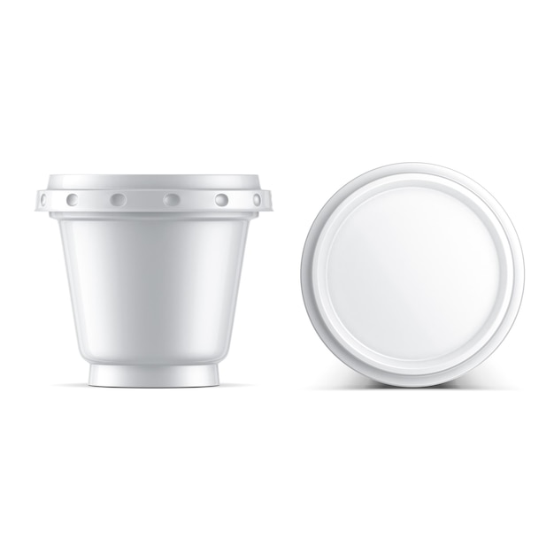 Yoghurt Cup Mockup met plastic dop 3D-rendering