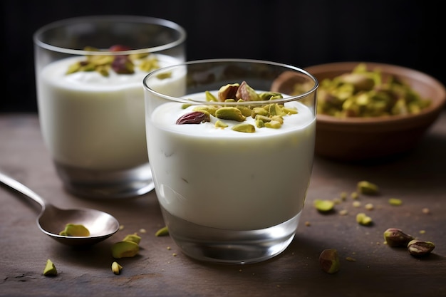 Yoghurt met pistachenoten en gedroogde cranberries