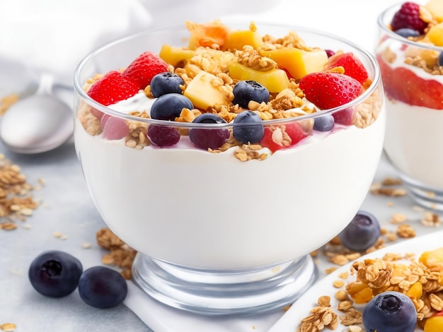 yoghurtparfait met fruit en granola