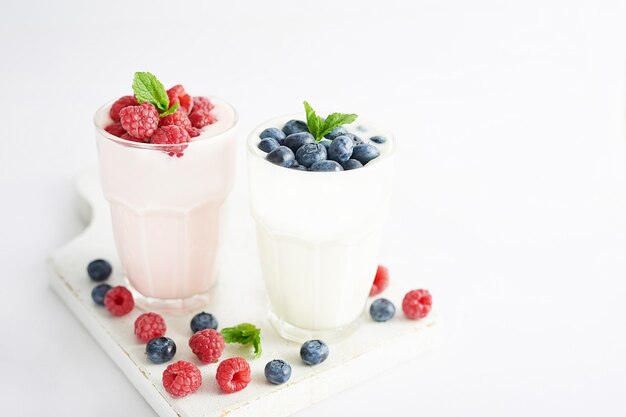 Yogurt drink with delicious berries