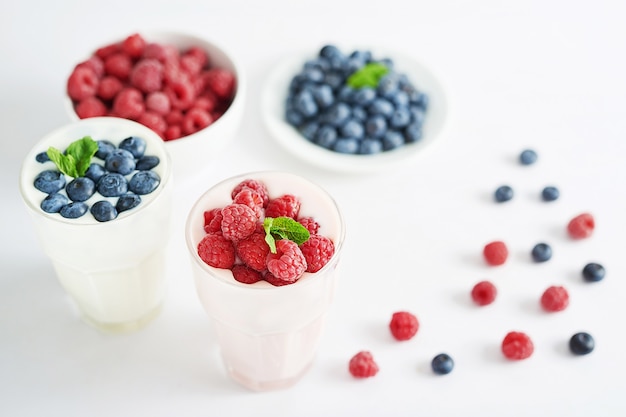 Yogurt drink with delicious berries