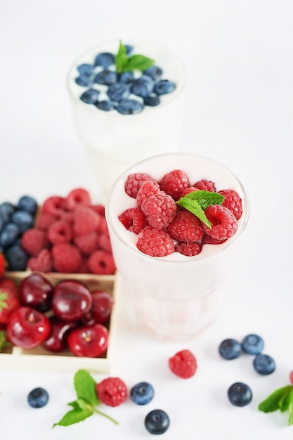 Yogurt drink with delicious berries